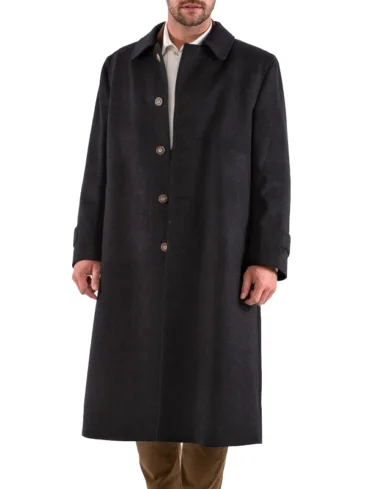 Men's Loden Black Wool Overcoat