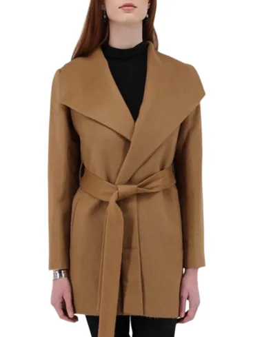 Women's Camel Wool Wrap Coat