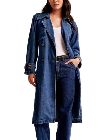 Women's Double Breasted Denim Trench Coat