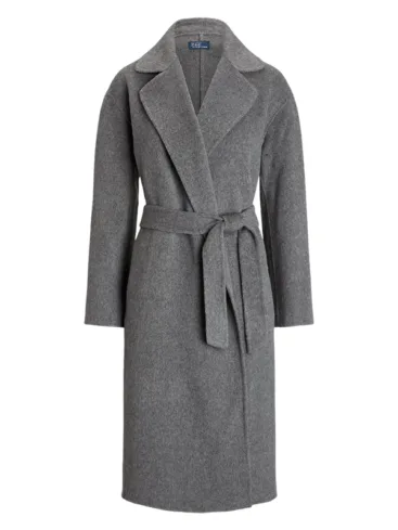 Women's Grey Wool Wrap Coat