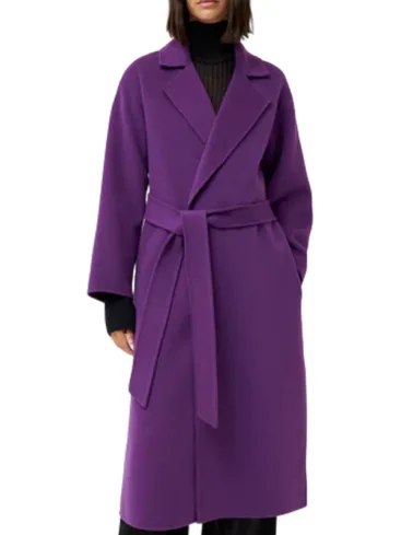 Women's Purple Wool Wrap Coat