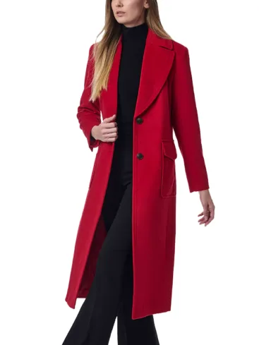 Women's Red Wool Trench Coat