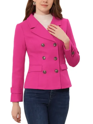 Women's Pink Wool Peacoat