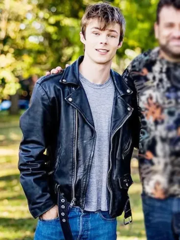 Nicholas Hamilton Brave the Dark 2025 Nathan Williams Black Leather Jacket