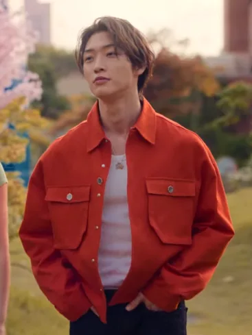 Sang Heon Lee XO Kitty Season 2 Orange Jacket