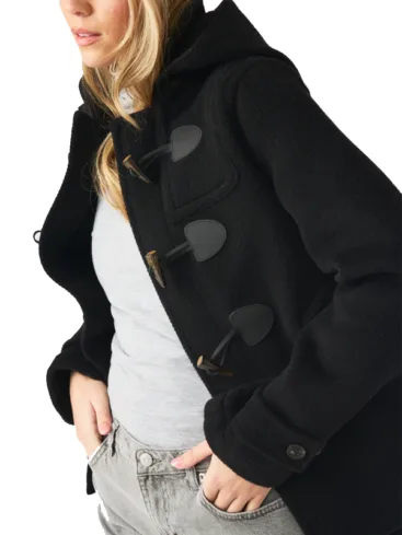 Women's Short Black Duffle Coat