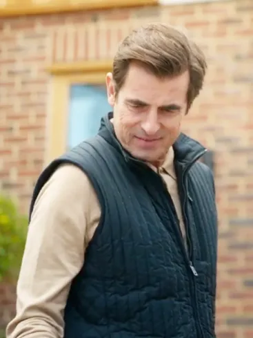 Claes Bang Williams Bad Sisters S01 John Paul Blue Quilted Vest