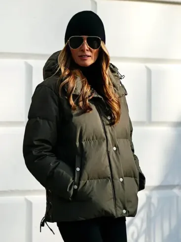 Melania Trump Green Puffer Jacket