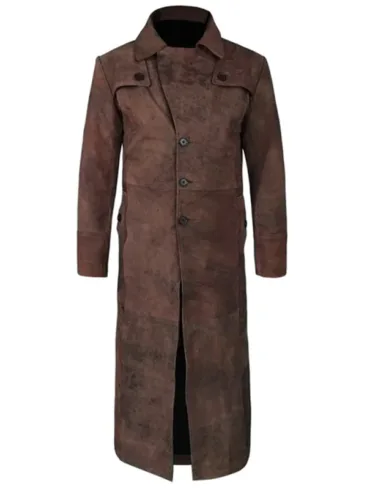 Men's Duster Dark Brown Sheepskin Leather Trench Coat